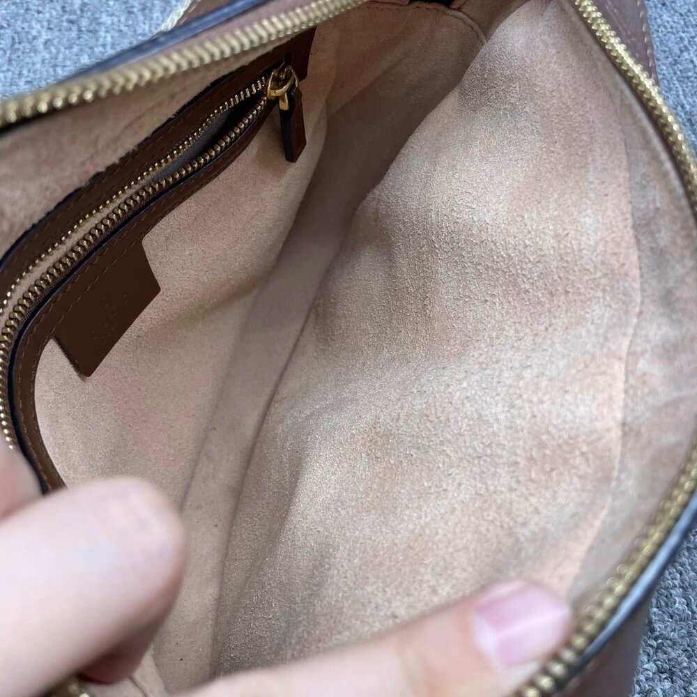 100% Authentic GUCCI Horsebit 1955 Brown Canvas Shoulder Bag - Picture 12 of 14